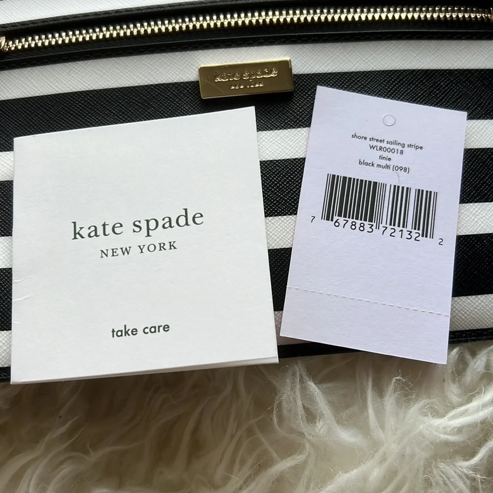 Kate Spade Shore Street Sailing Stripe Tinie Wristlet Black Multi - Picture 8 of 10